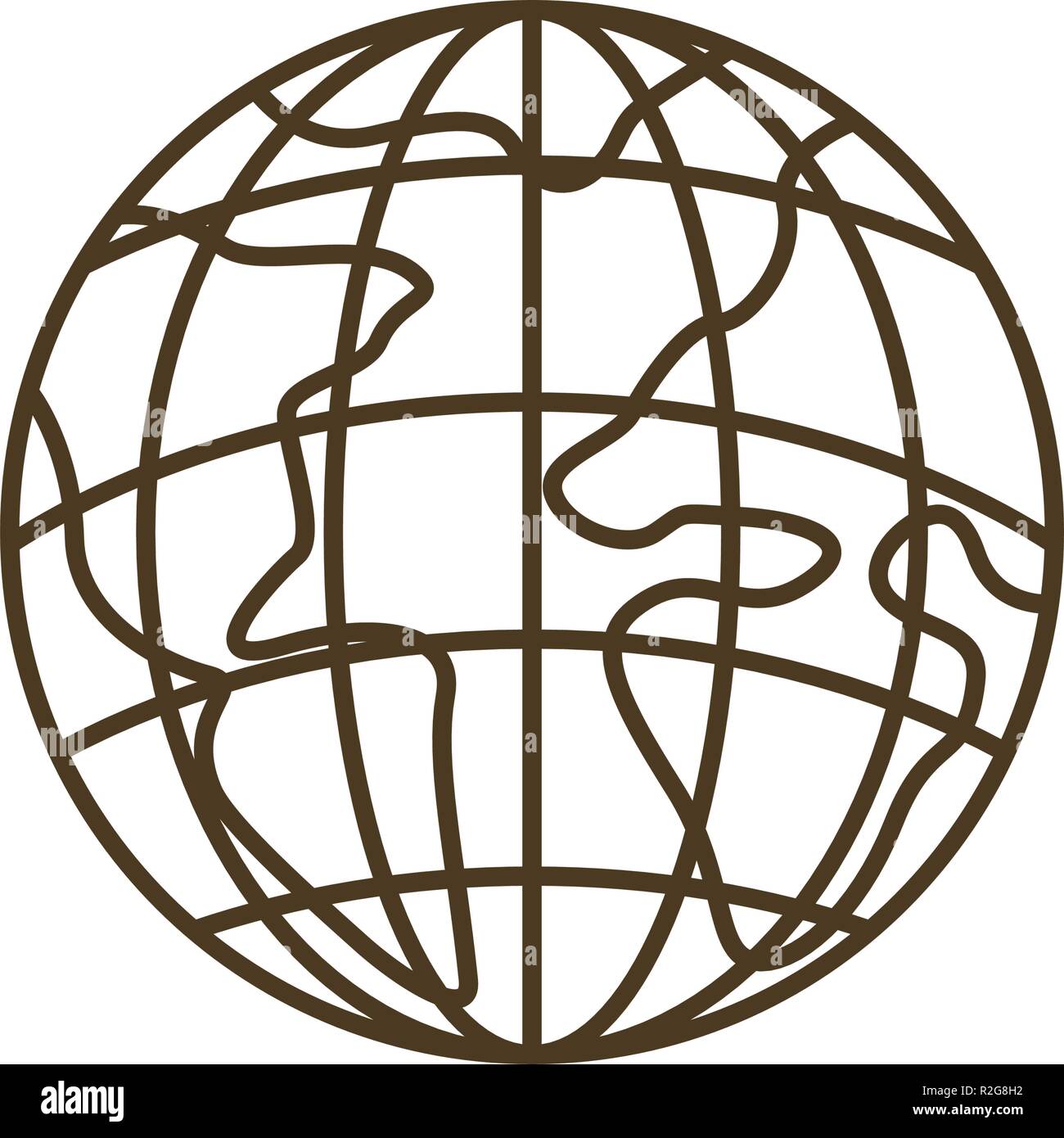 earth globe with parallels and meridians isolated icon Stock Vector
