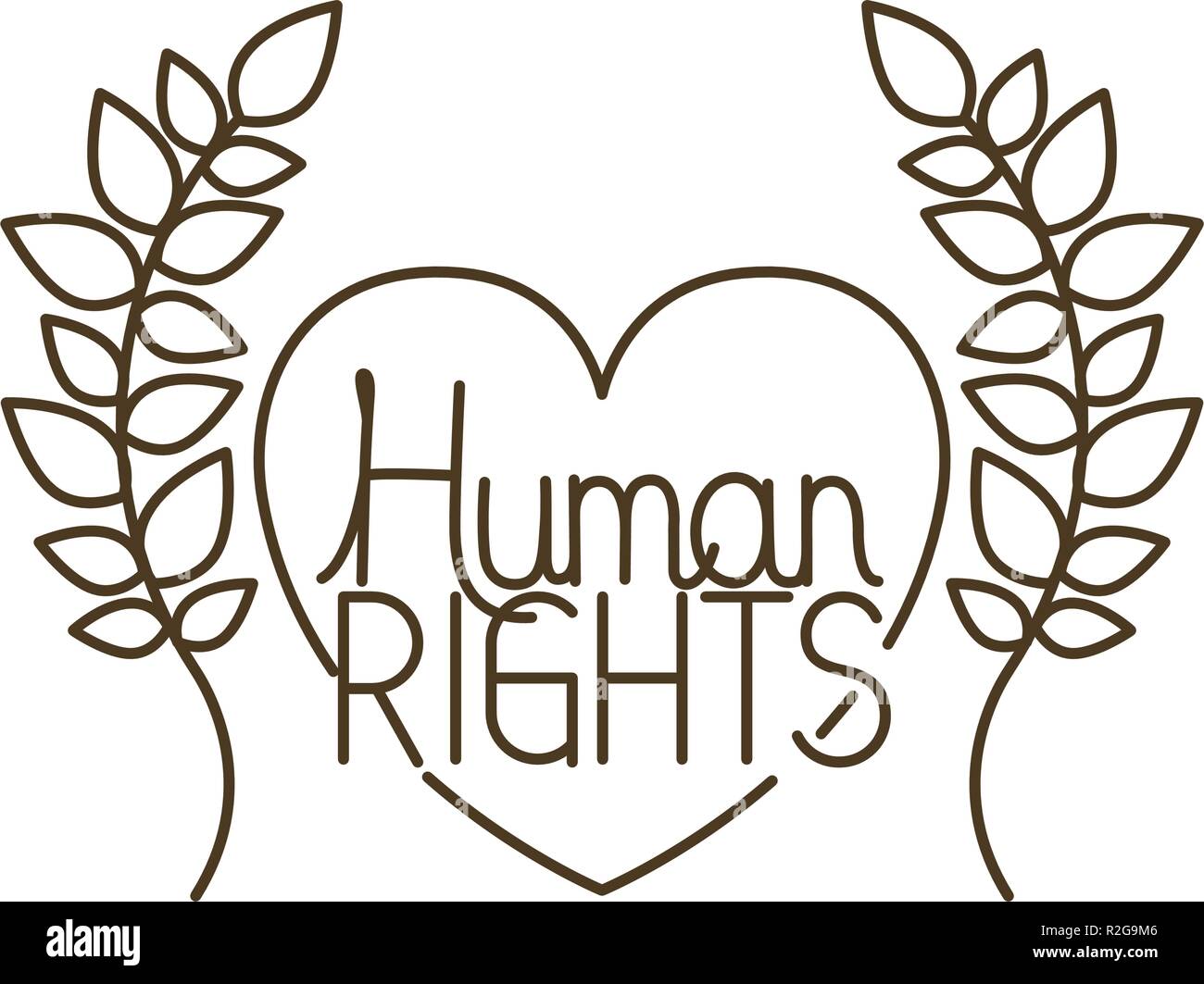 Human Rights In Heart With Leaves Isolated Icon Stock Vector Image