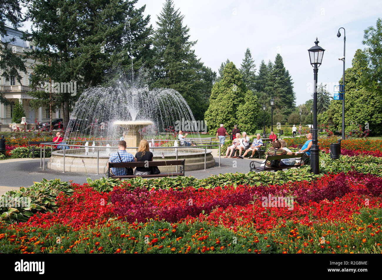 Flower carpet in public garden in Ciechocinek, Poland. September 3rd