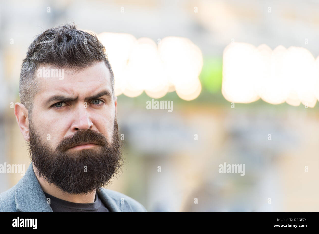 Bearded and cool. Barber tips maintain beard. Hipster appearance. Beard