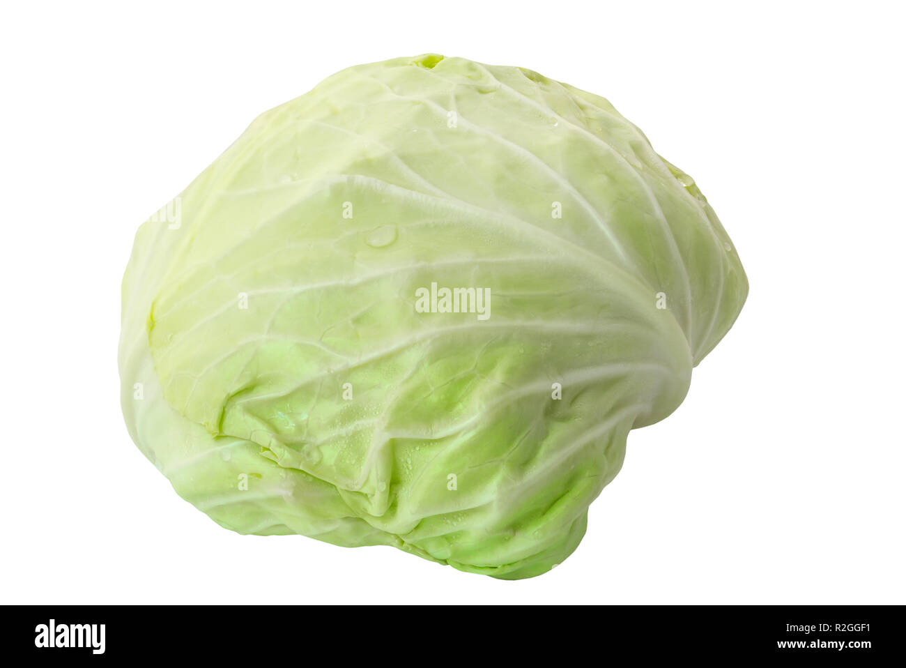 Green cabbage isolated on white background, clipping path included Stock Photo