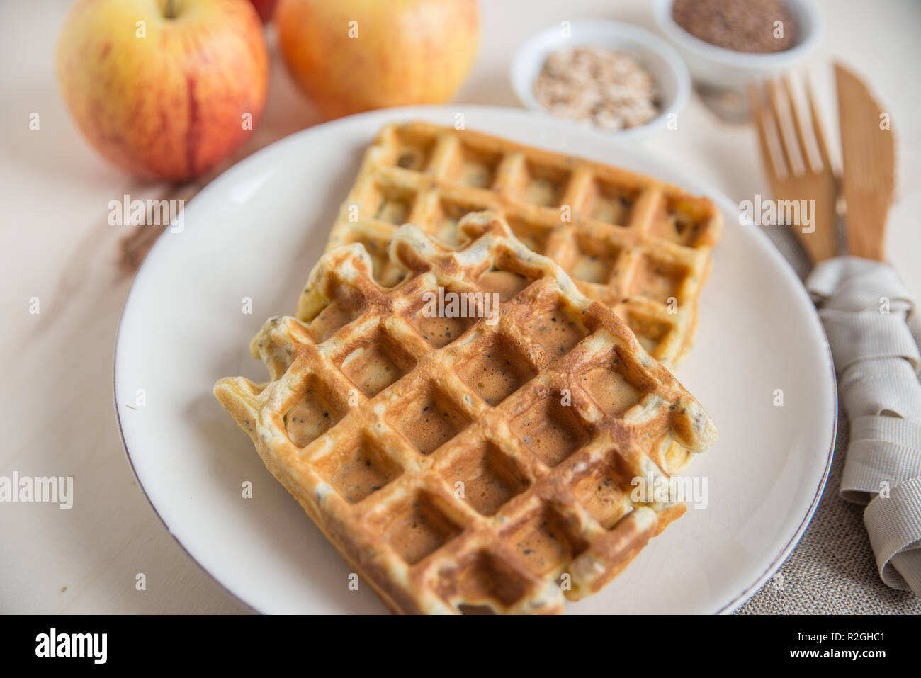 healthy whole grain waffles Stock Photo Alamy