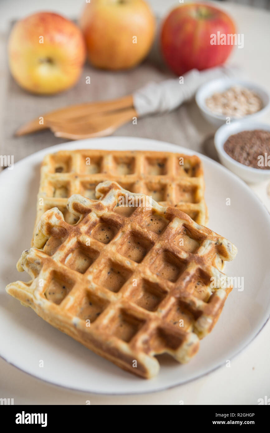 healthy whole grain waffles Stock Photo Alamy