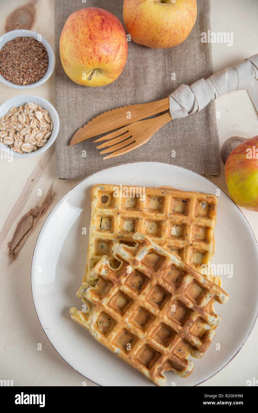 healthy whole grain waffles Stock Photo Alamy