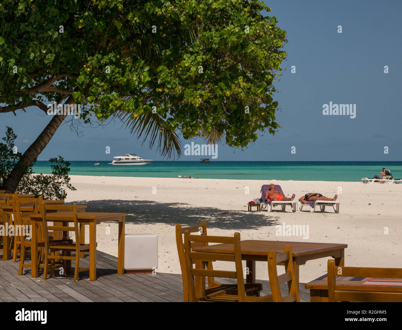 Beach view on Meeru Island, Maldives Stock Photo