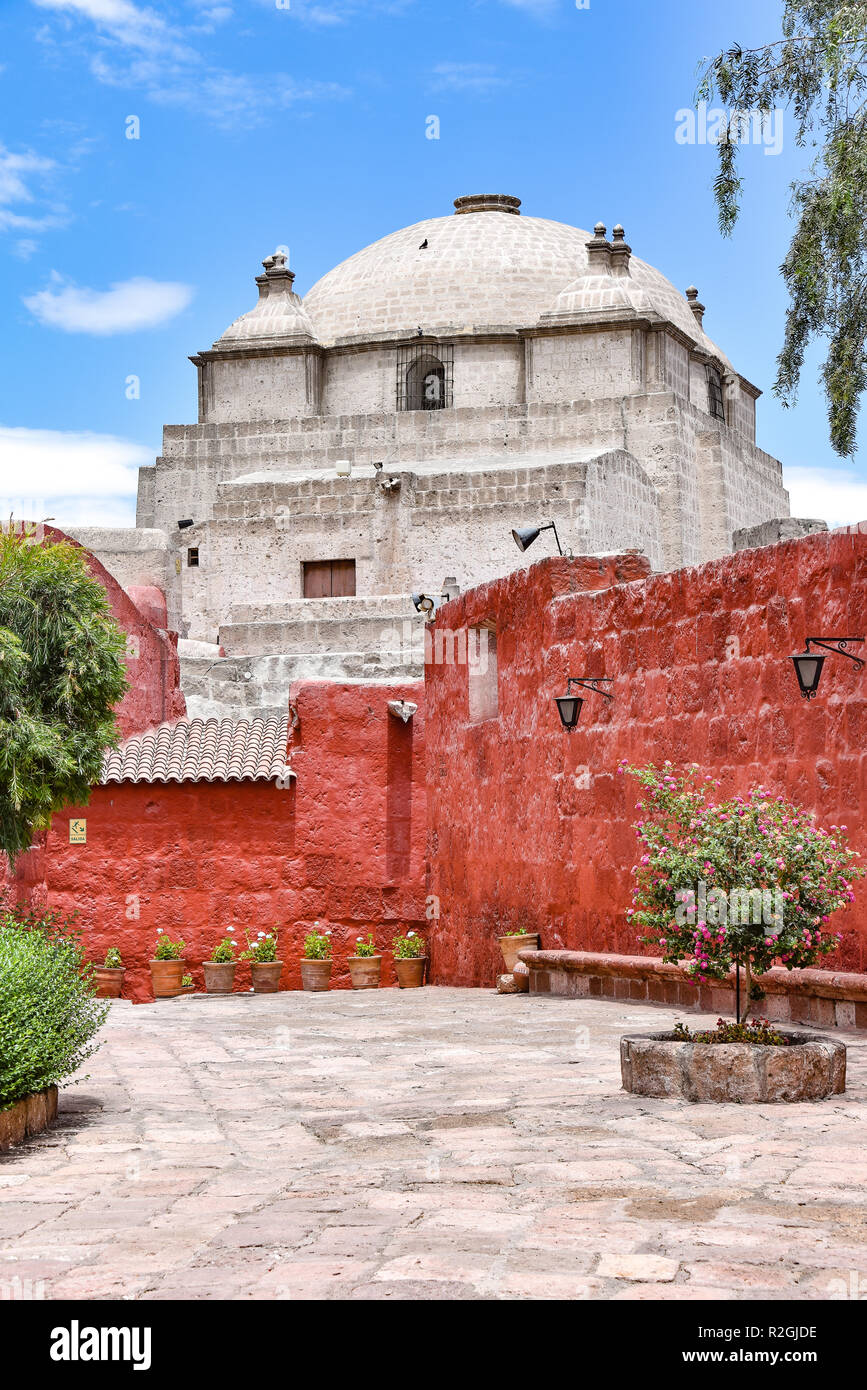 Arequipa, Peru - October 7, 2018: Interior courtyards of the Monastery of Santa Catalina de Siena, a UNESCO world heritage site Stock Photo