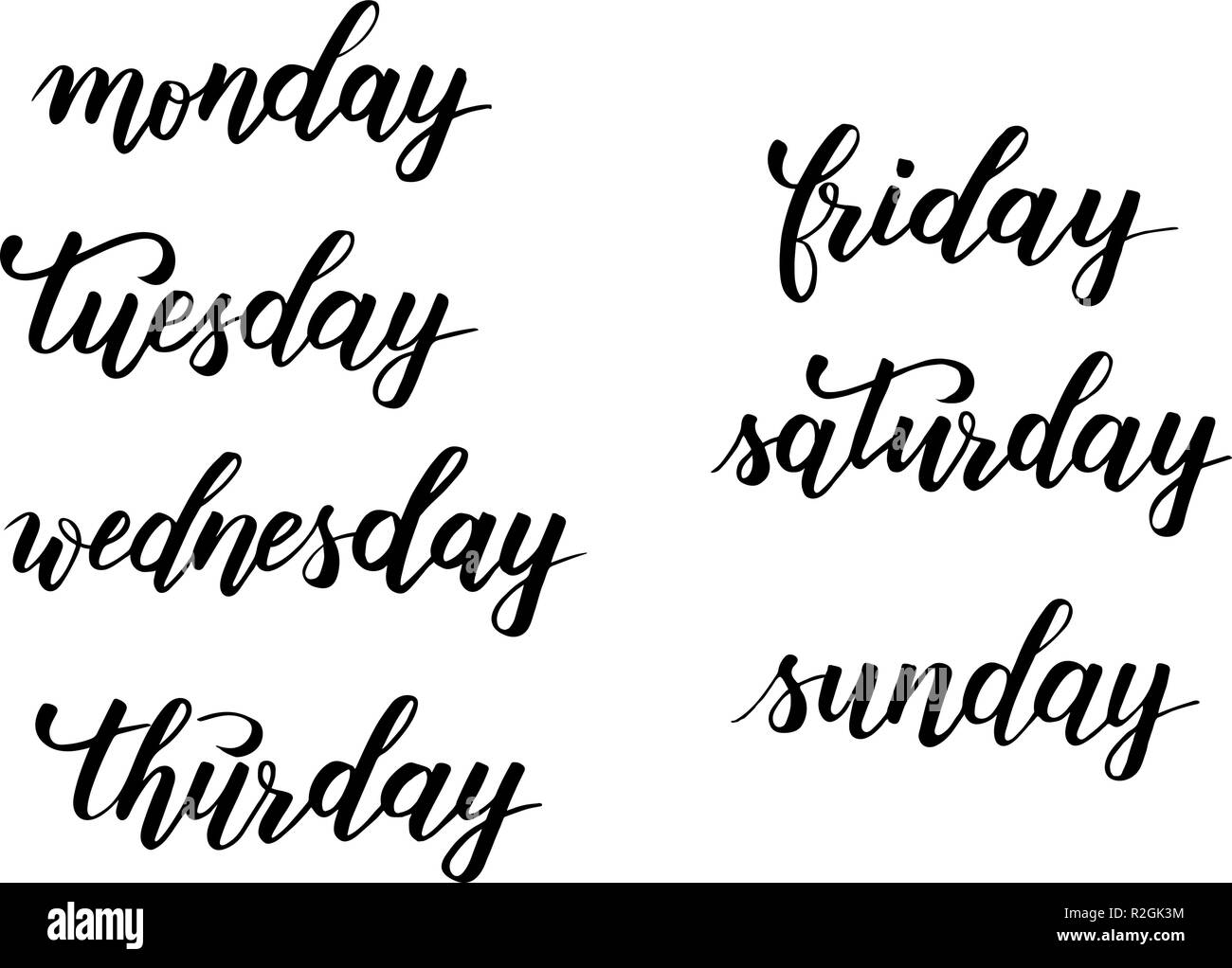 Set Of Weekdays Monday Tuesday Wednesday Thursday Friday Saturday Sunday  Stock Illustration - Download Image Now - iStock