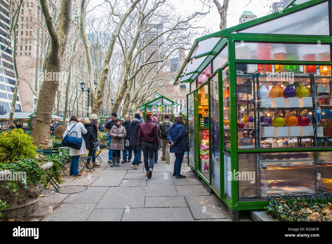 NEW YORK CITY DECEMBER 17, 2017 View of holiday shoppers at outdoor