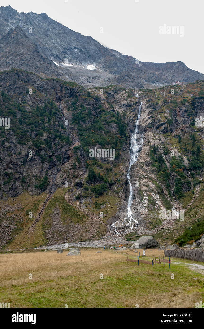 Glacial waterfall, Sulzenau, Stubai, Tyrol, Austria Stock Photo