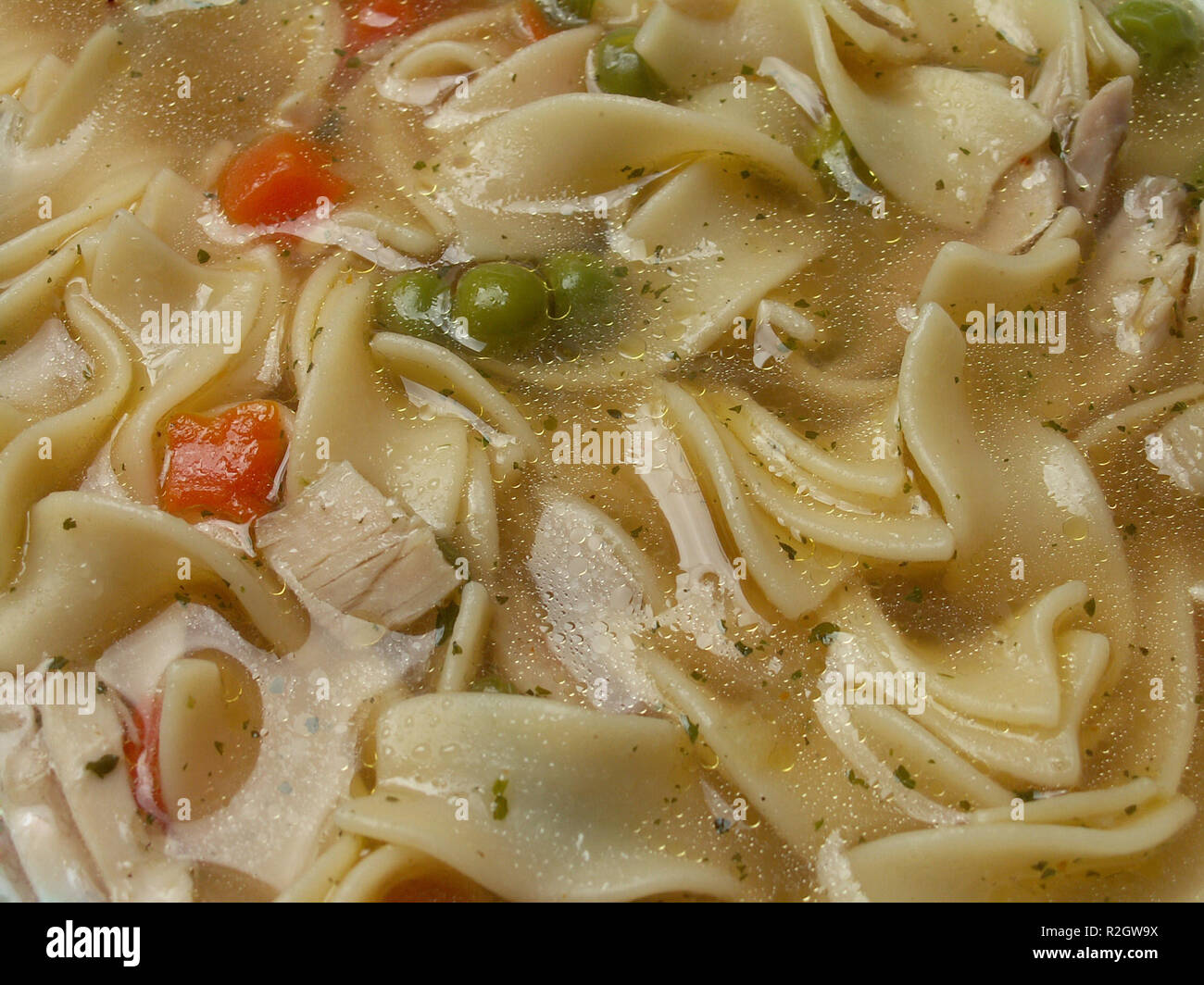 chicken broth with noodles Stock Photo Alamy