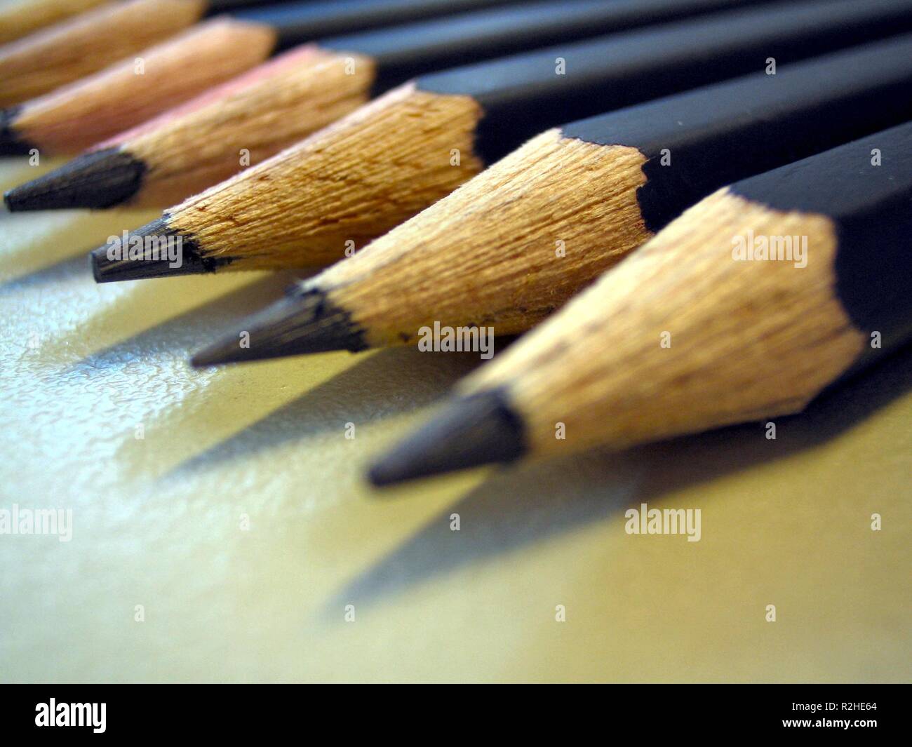 pencils in an inclined position Stock Photo