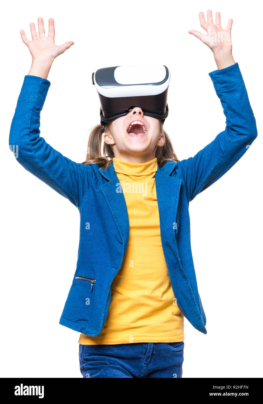 Little girl with VR glasses Stock Photo