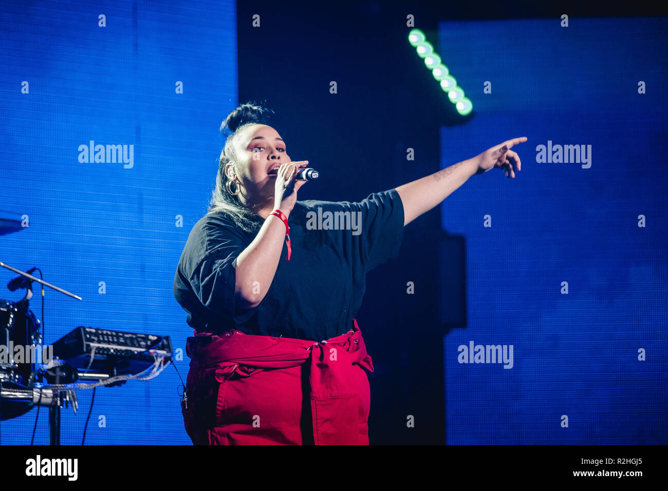 Switzerland, Zürich - November 16, 2018. The English electronic music group Clean Bandit performs a live concert during the Energy Star Night 2018 in Hallenstadion in Zürich. Here singer Yasmin Green is seen live on stage. (Photo credit: Gonzales Photo - Tilman Jentzsch). Stock Photo