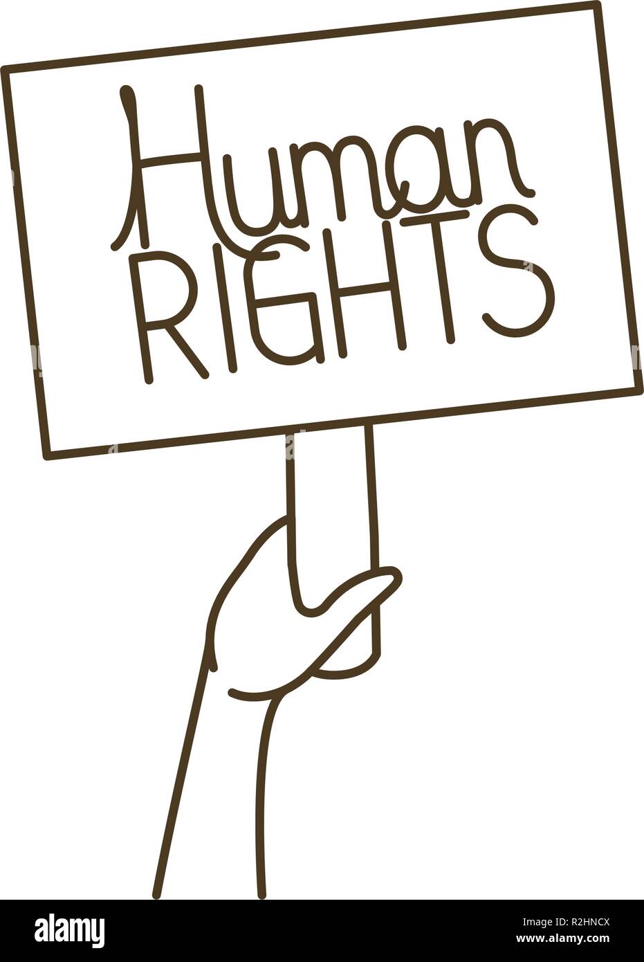 hands with protest sign and human rights isolated icon Stock Vector ...