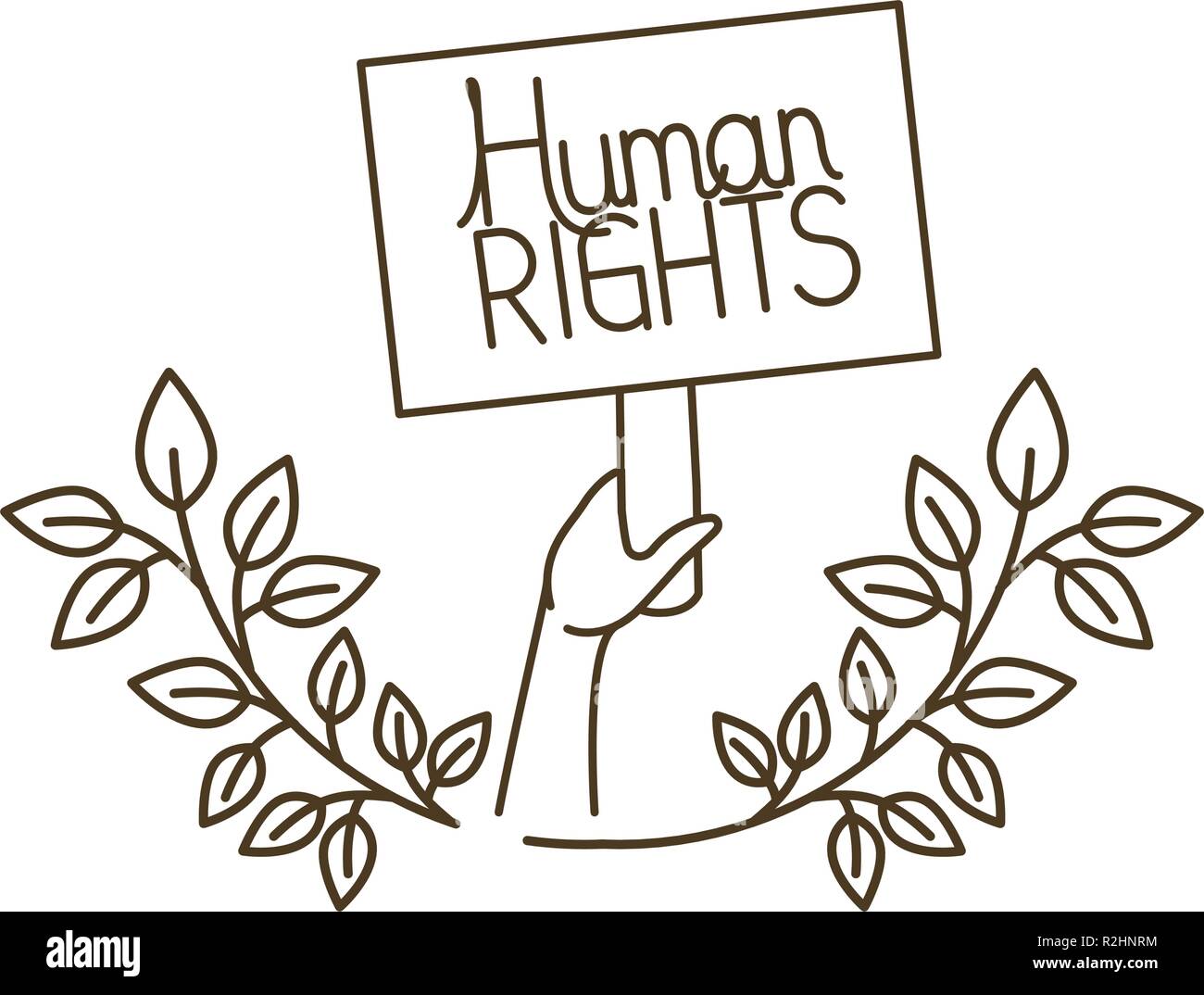 hands with protest sign and human rights isolated icon Stock Vector ...
