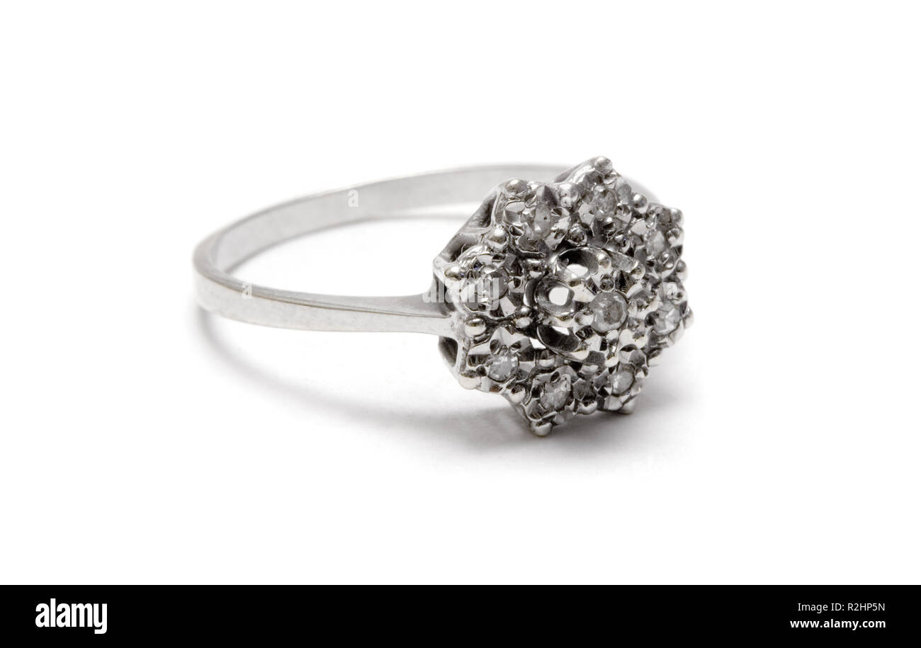 silver diamond ring Stock Photo