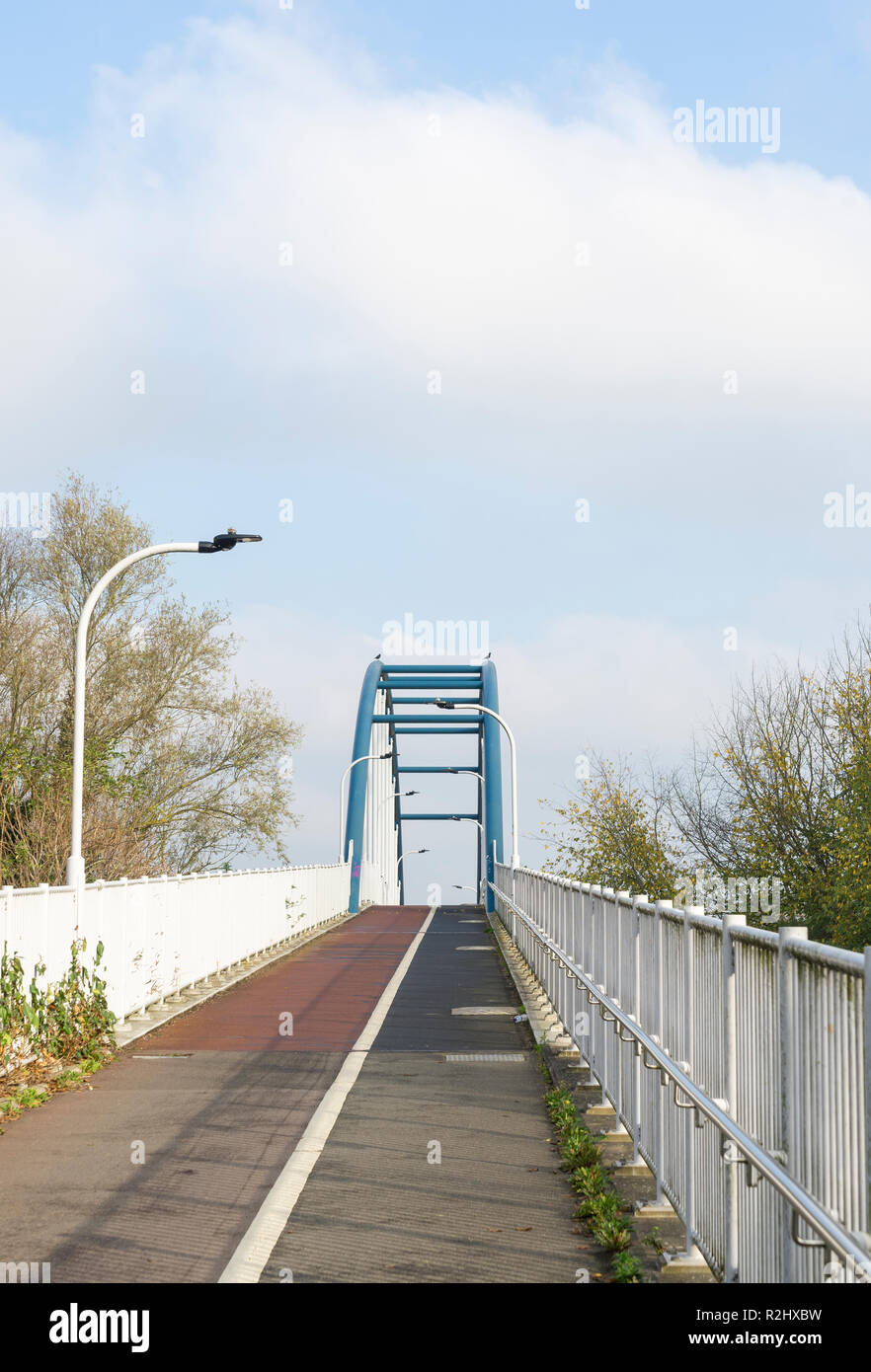 Cycle and pedestrian bridge over A14 Milton to Cambridge England 2018 Stock Photo