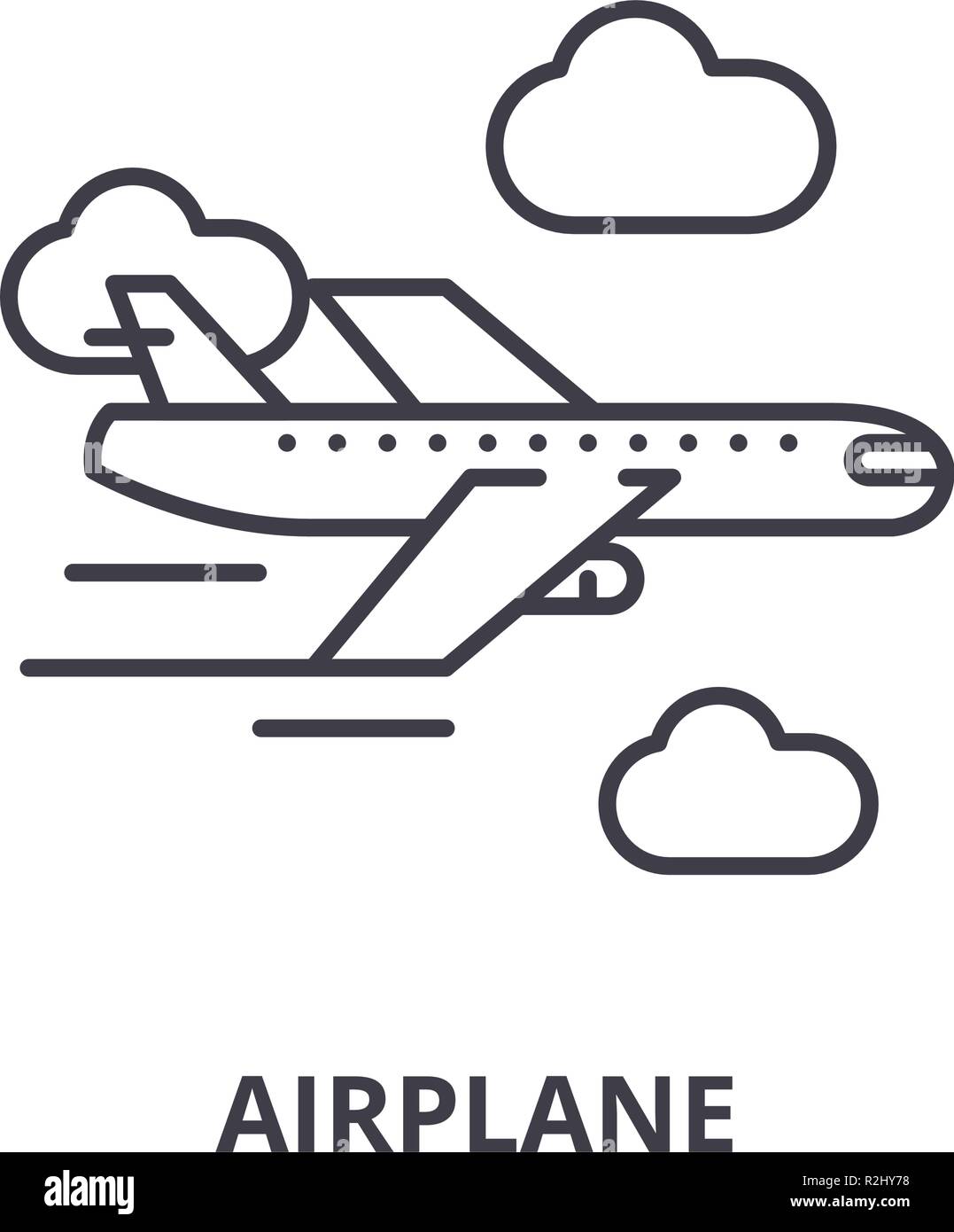 Airplane line icon concept. Airplane vector linear illustration, symbol, sign Stock Vector