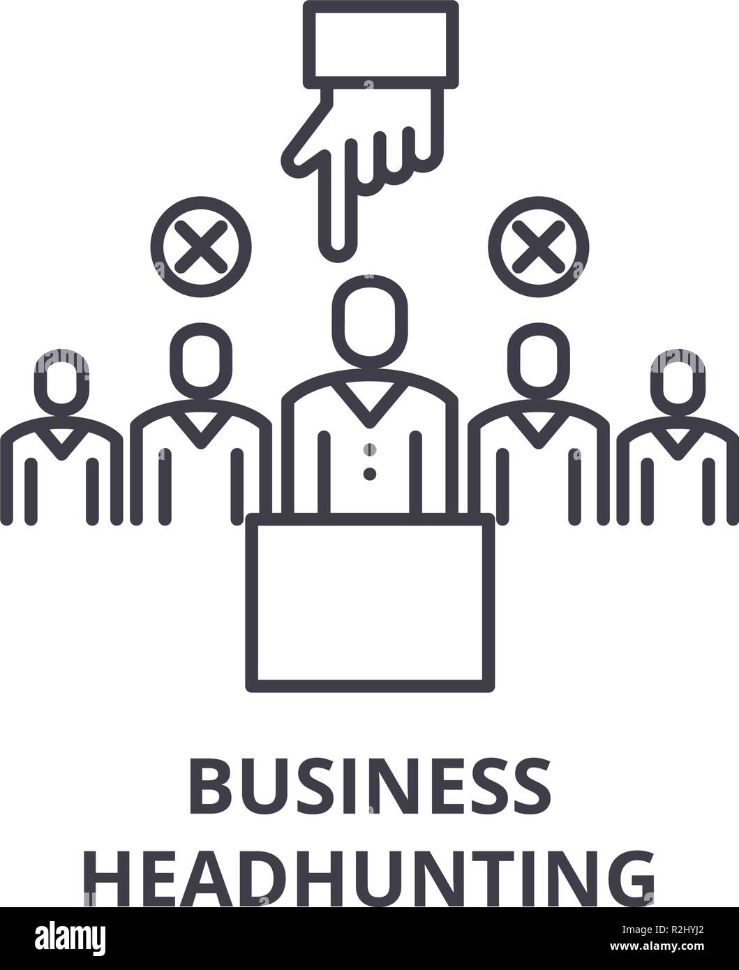 Business headhunting line icon concept. Business headhunting vector