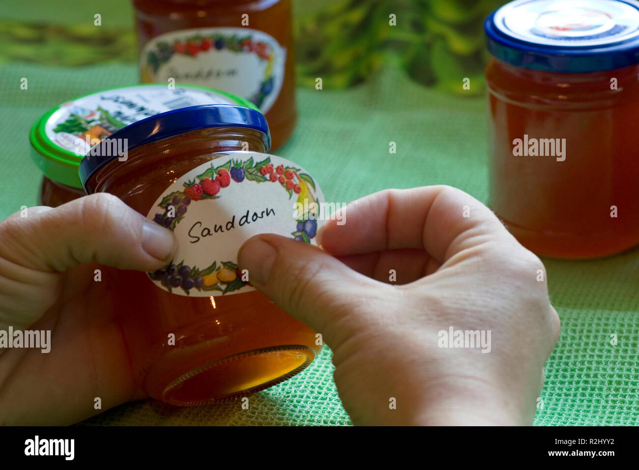 label jam jar Stock Photo - Alamy
