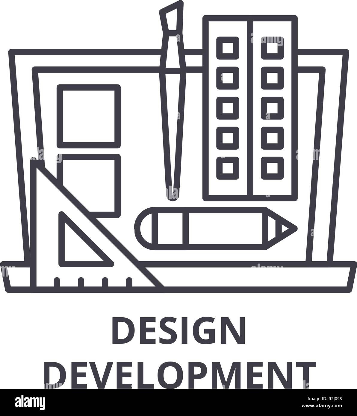 Design development line icon concept. Design development vector linear ...