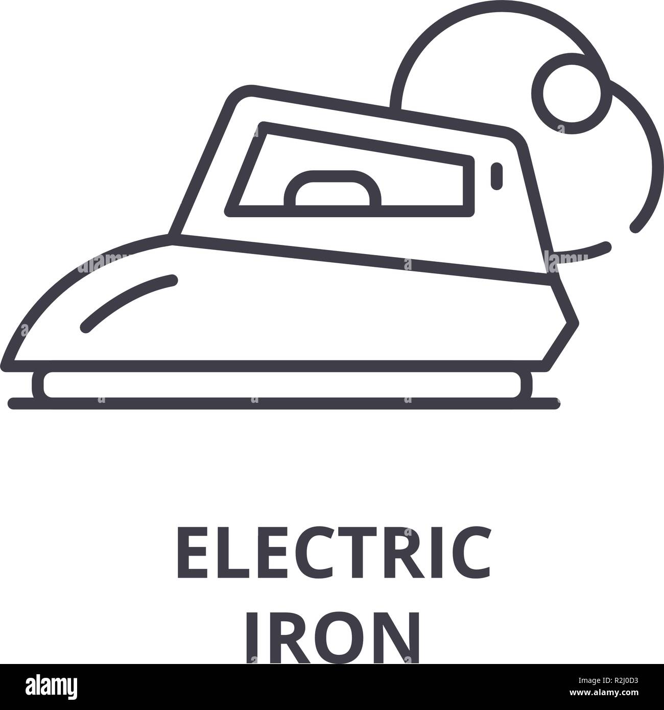 Electric iron line icon concept. Electric iron vector linear illustration, symbol, sign Stock Vector
