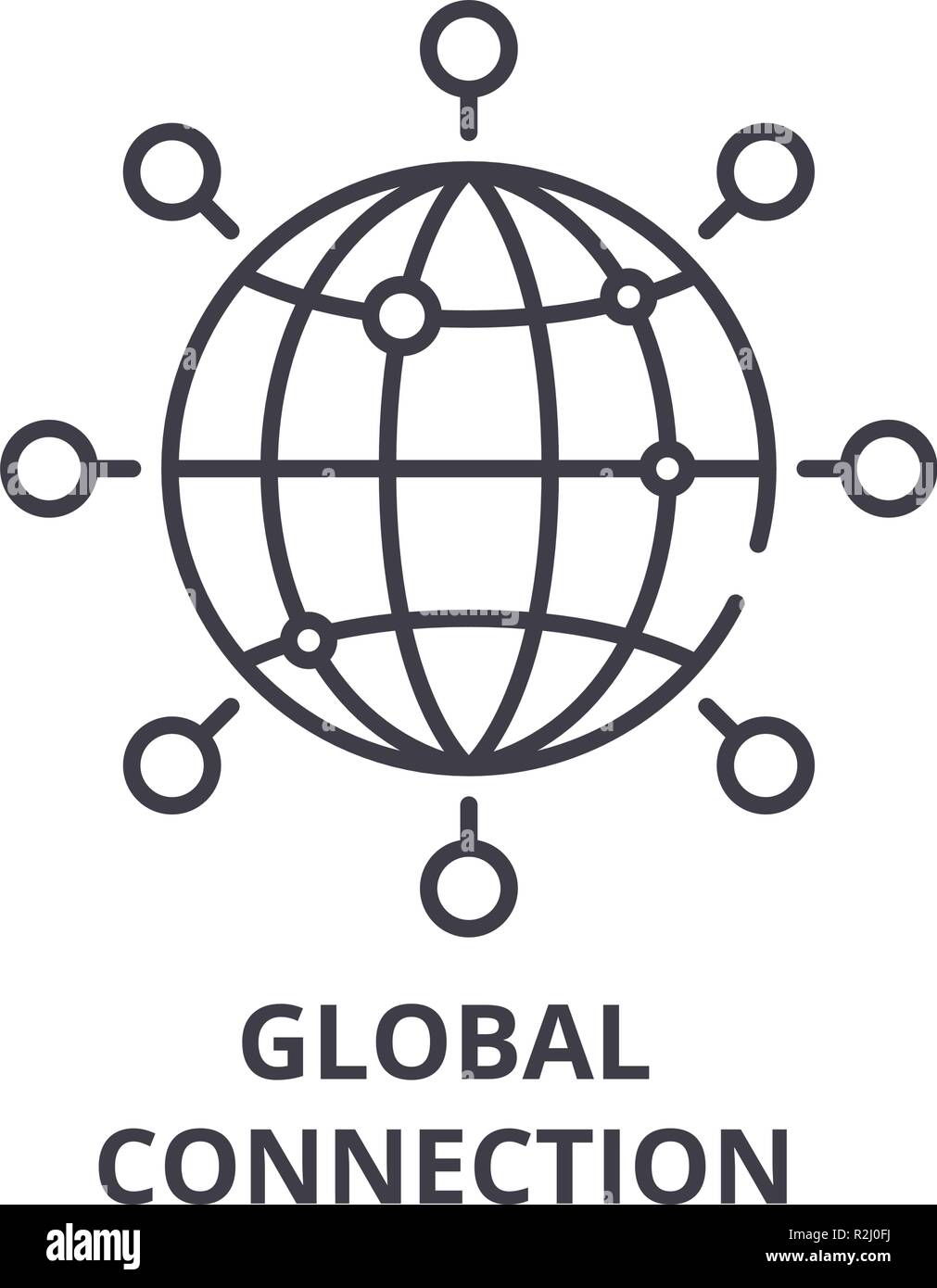 Global connection line icon concept. Global connection vector linear