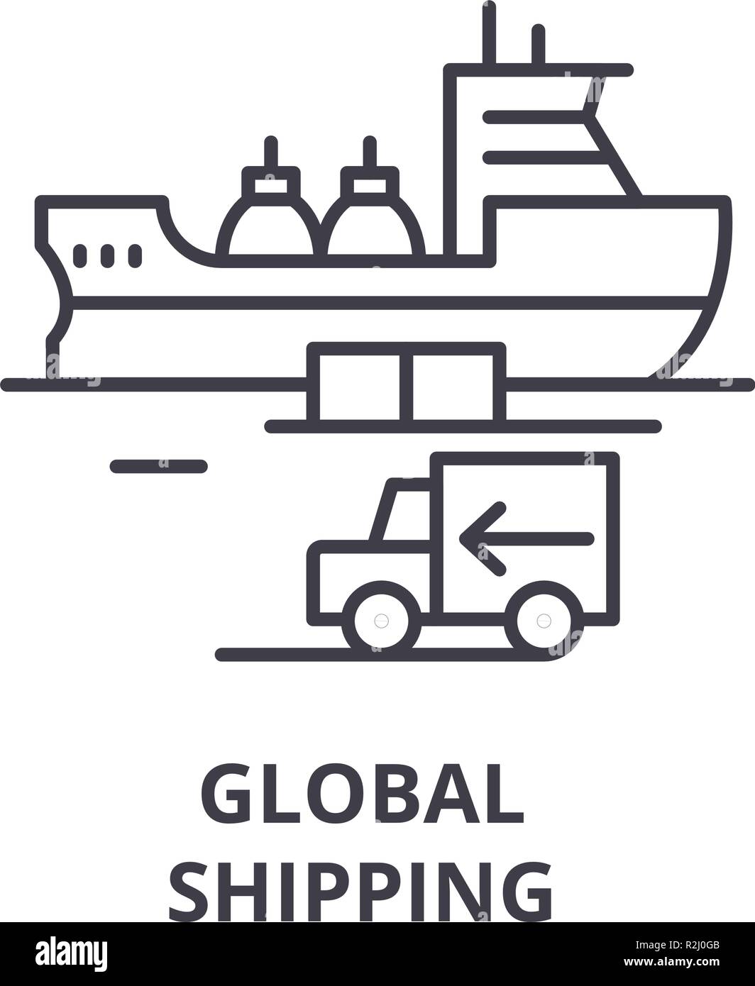 Global shipping line icon concept. Global shipping vector linear illustration, symbol, sign Stock Vector