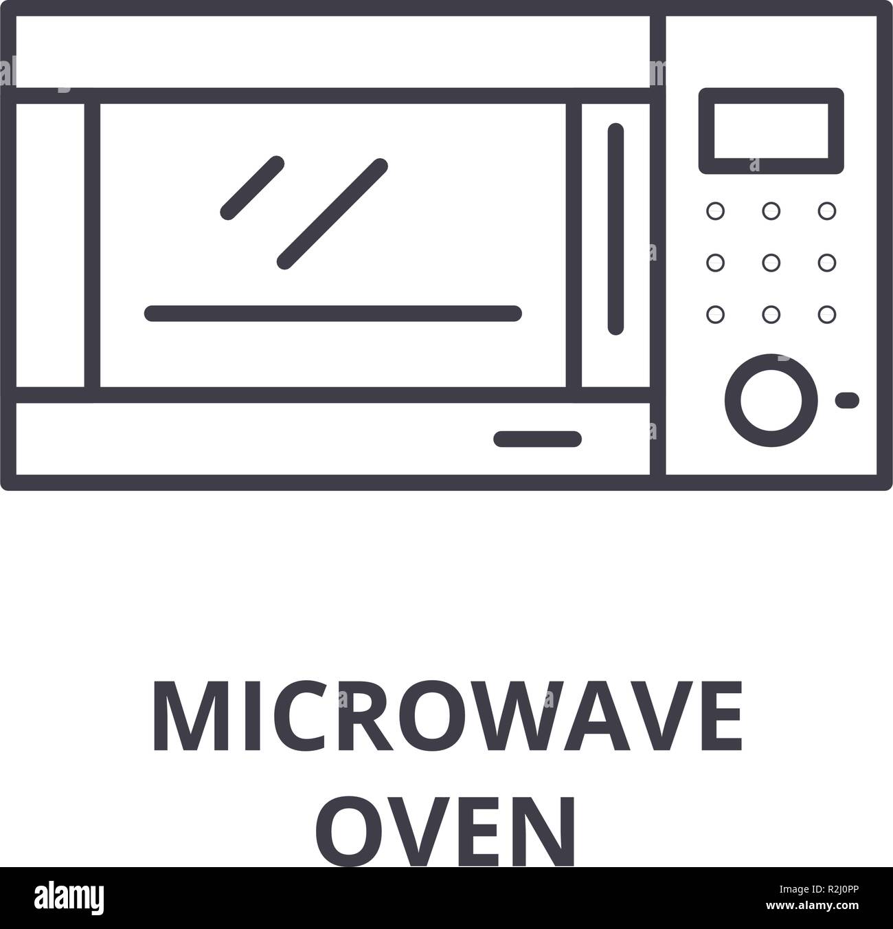 Microwave oven line icon concept. Microwave oven vector linear illustration, symbol, sign Stock Vector