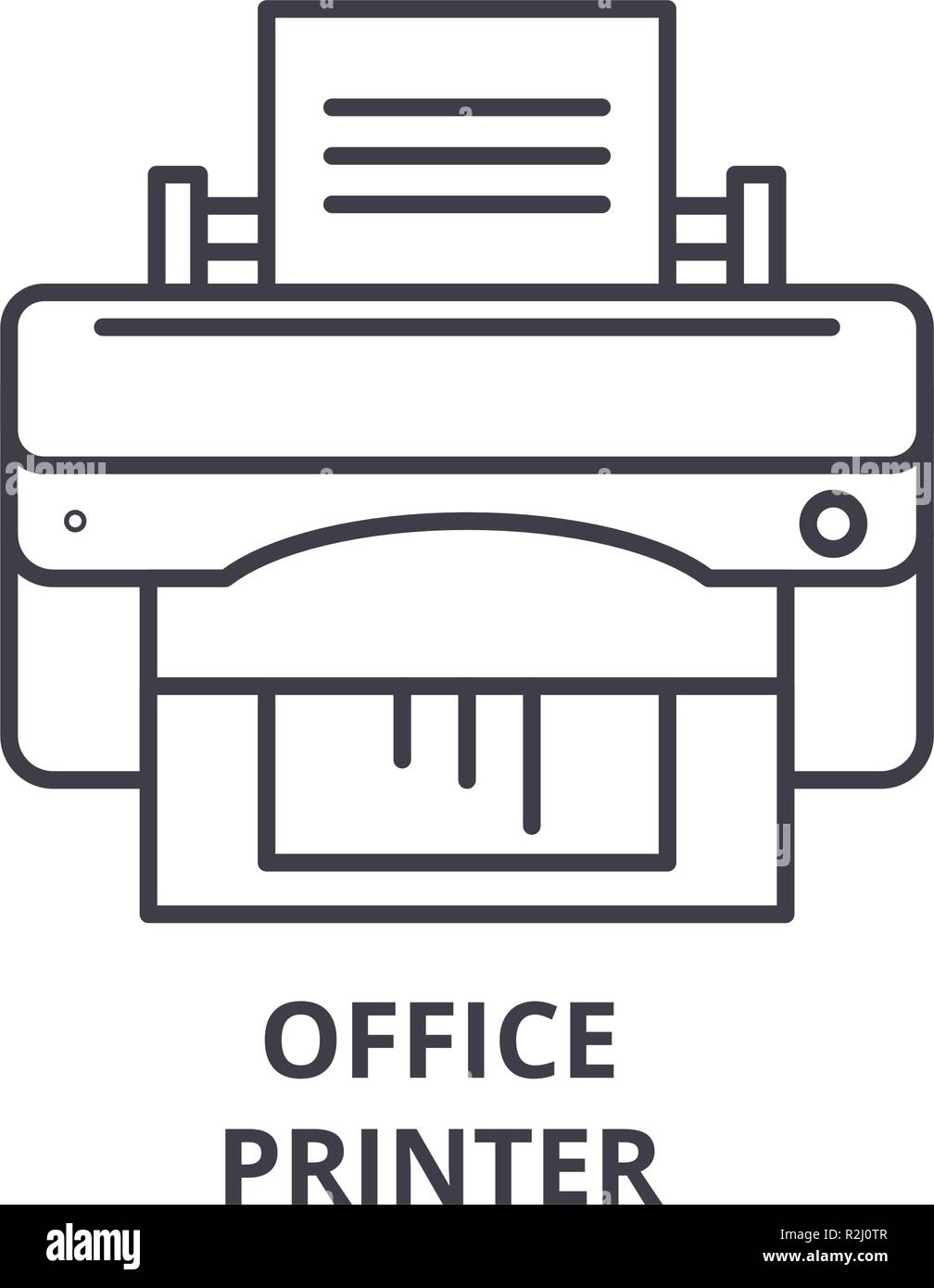 Office printer line icon concept. Office printer vector linear
