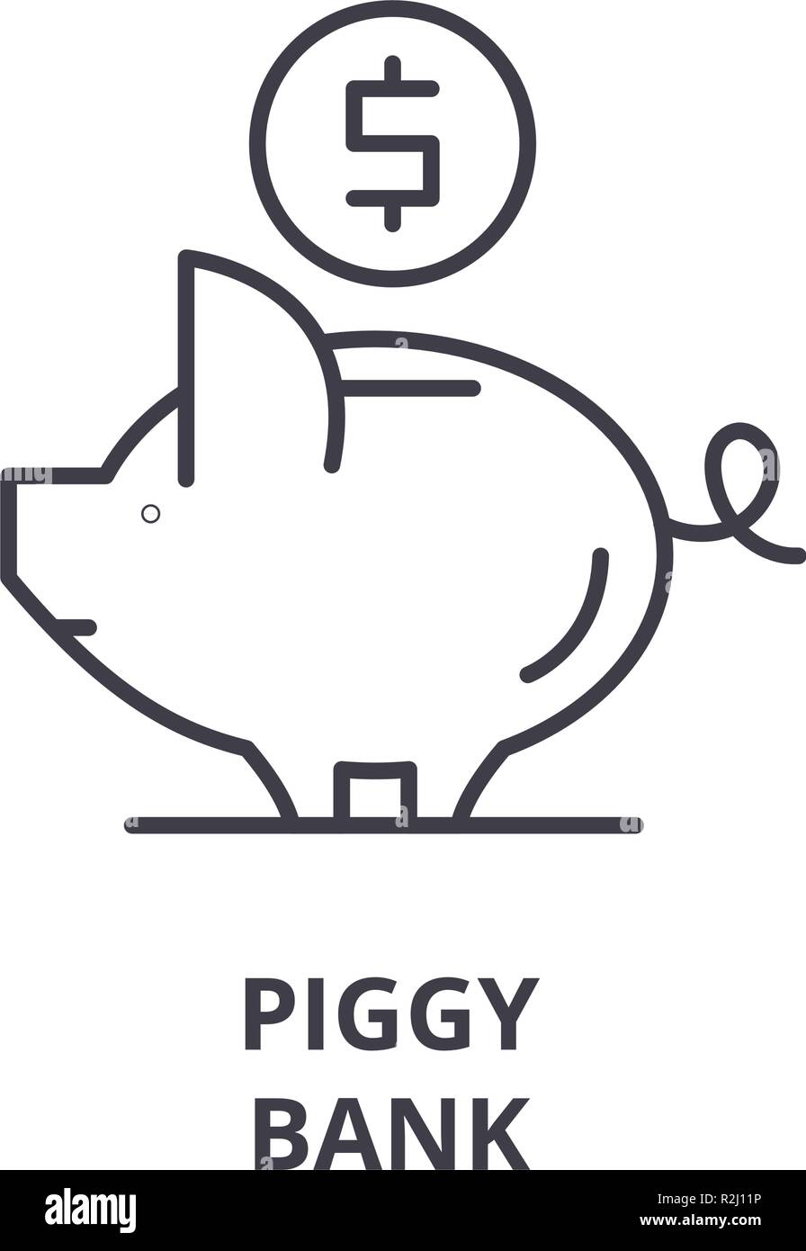 Piggy bank line icon concept. Piggy bank vector linear illustration