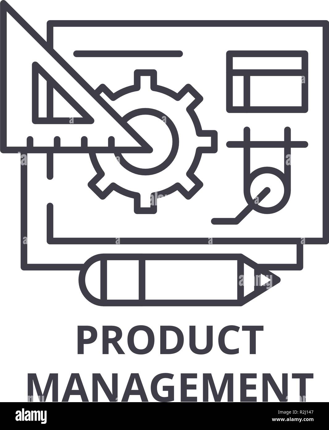 Product management line icon concept. Product management vector linear illustration, symbol, sign Stock Vector