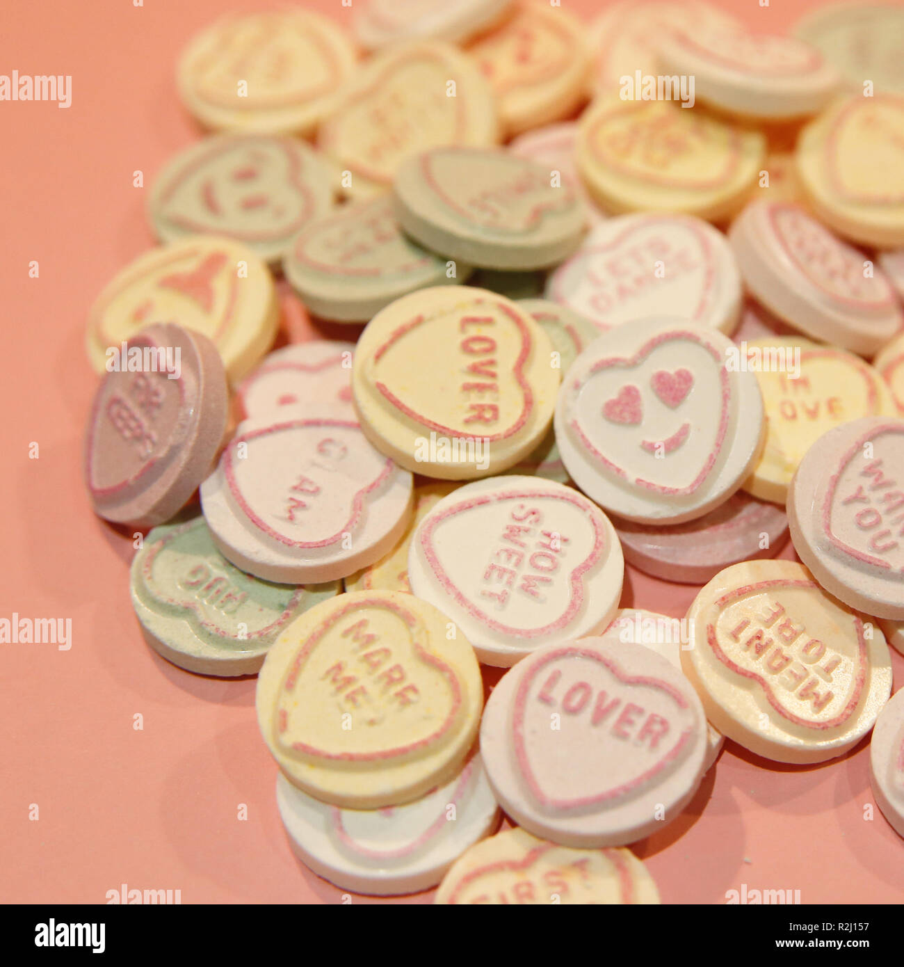 an assortment of love hearts Stock Photo