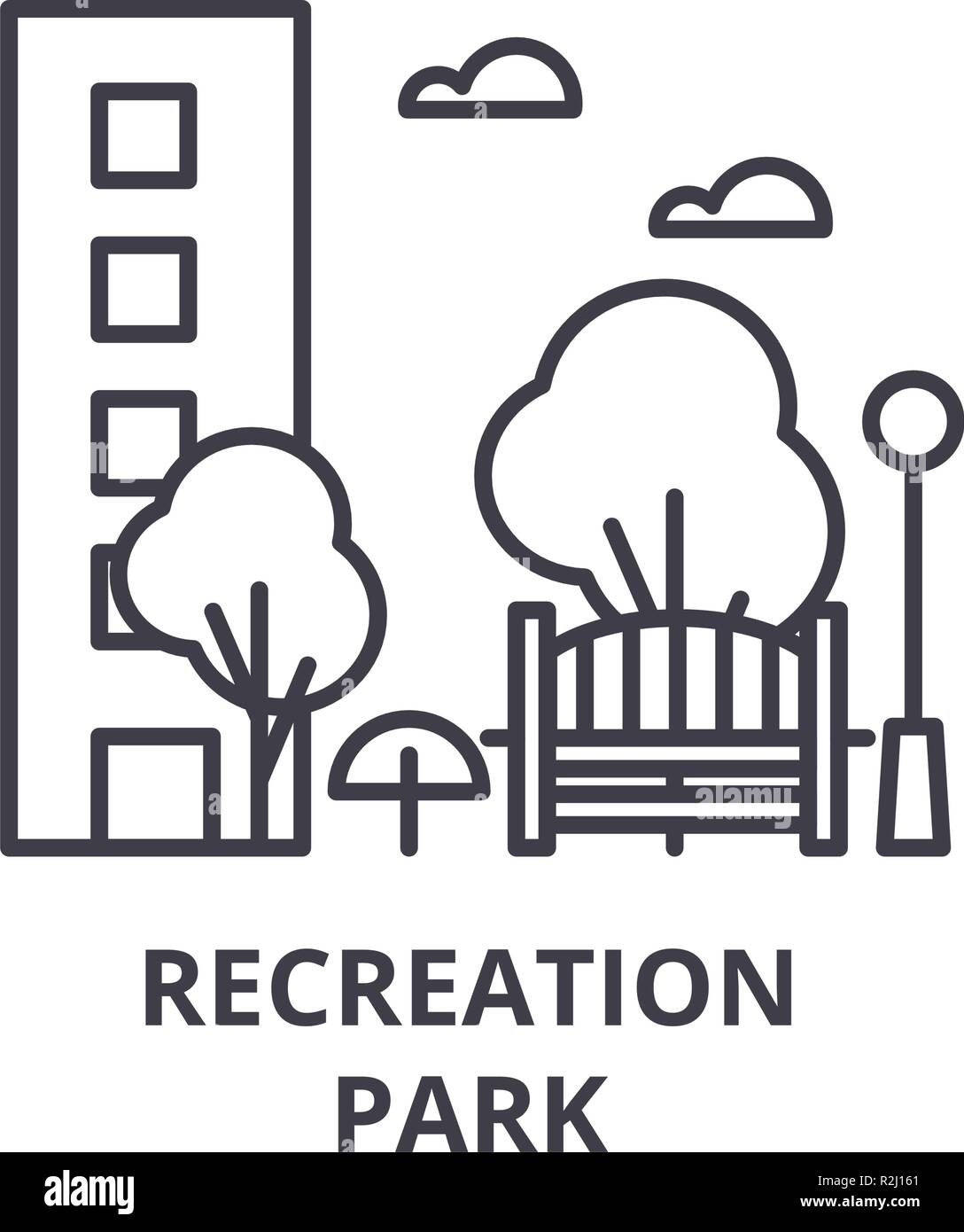 Recreation park line icon concept. Recreation park vector linear illustration, symbol, sign Stock Vector