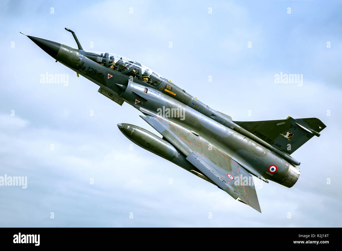 France Air Force MIRAGE 2000 in flight. Photographed at Royal International Air Tattoo (RIAT) Stock Photo