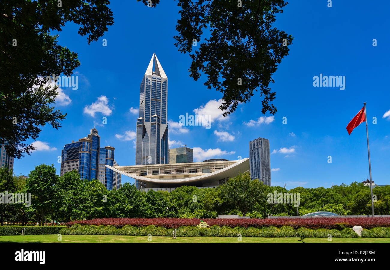 City skyline view from People's Square, Shanghai, Huangpu District, China Stock Photo