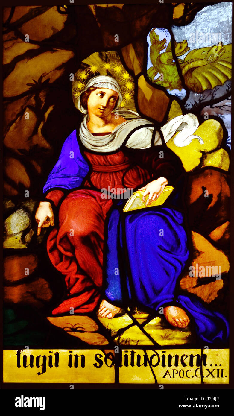 Fugit in olitudinem 1835 (Cathedral's stained glass windows) 19th century by Giovanni Battista Bertini (.Duomo di Milano - Milan Cathedral, Italy,Italian. Stock Photo