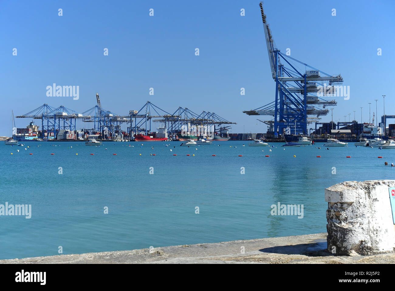 Malta Freeport Container Terminal, Kalafrana, as seen from Birzebugga