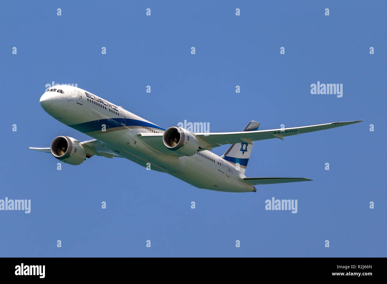El Al Boeing 787-9 Dreamliner Photographed at Ben-Gurion Airport, Israel Stock Photo