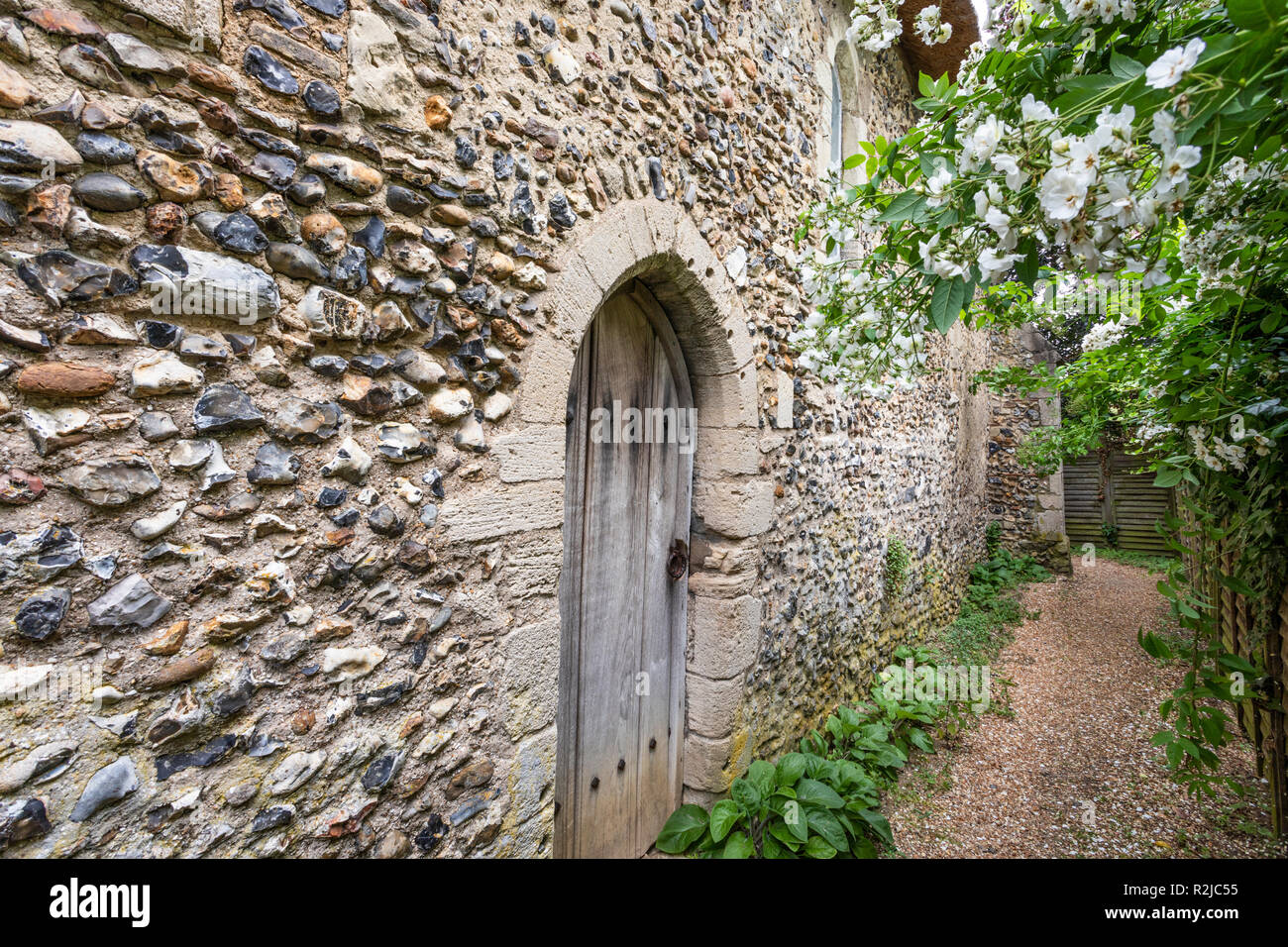 The 13th century thatched chapel at Lindsey, Suffolk UK Stock Photo