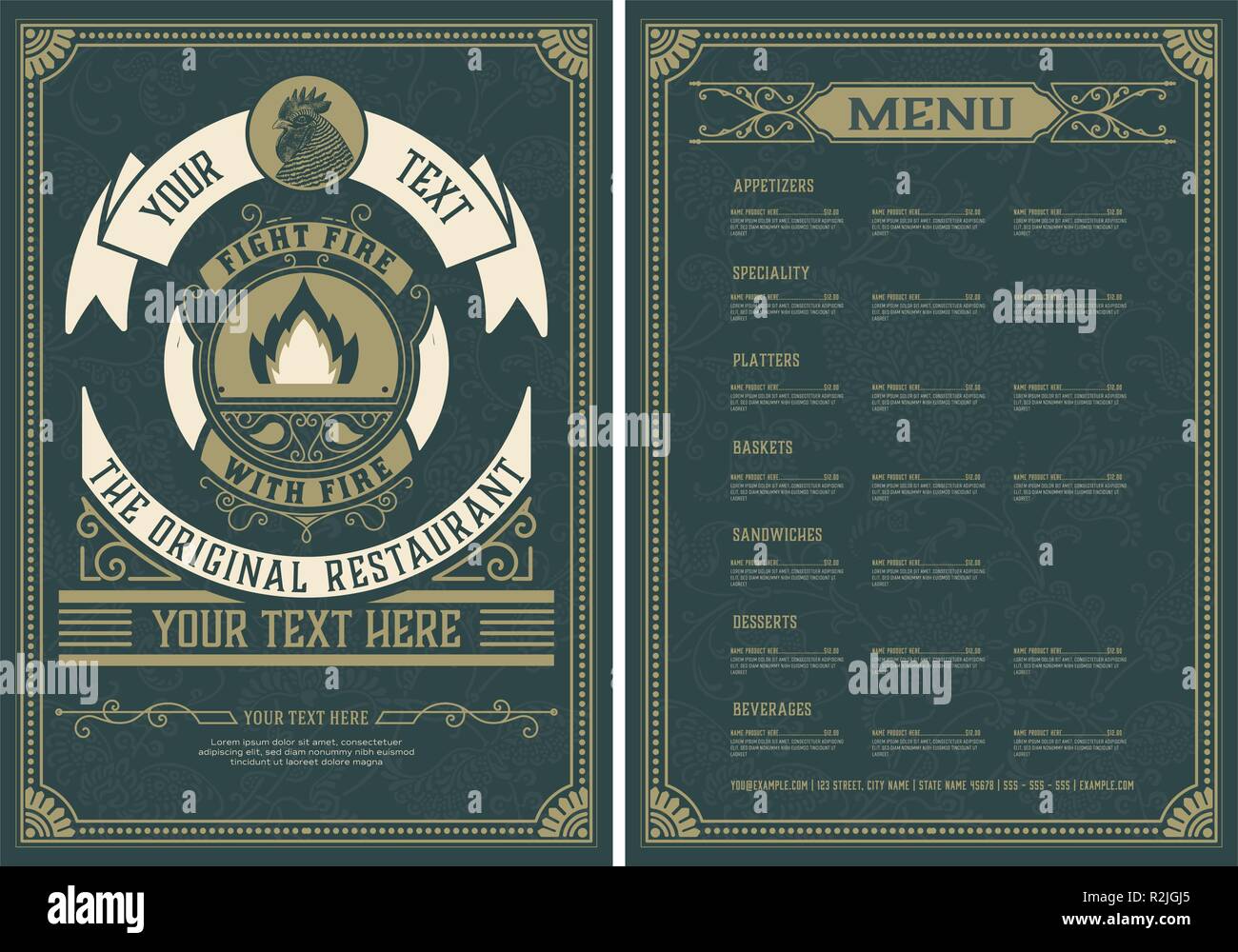 Vintage restaurant menu design template. Vector layered. Stock Vector