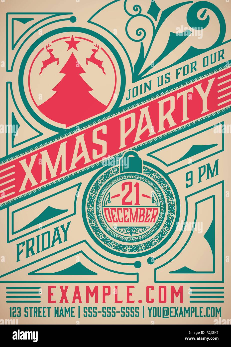 retro christmas party poster holidays flyer design vector christmas party poster