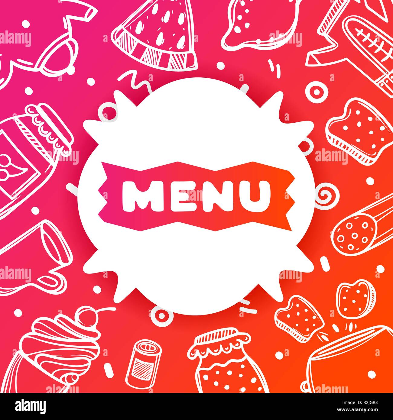 Colorful gradient flyer for cafe on glossy background with menu quote