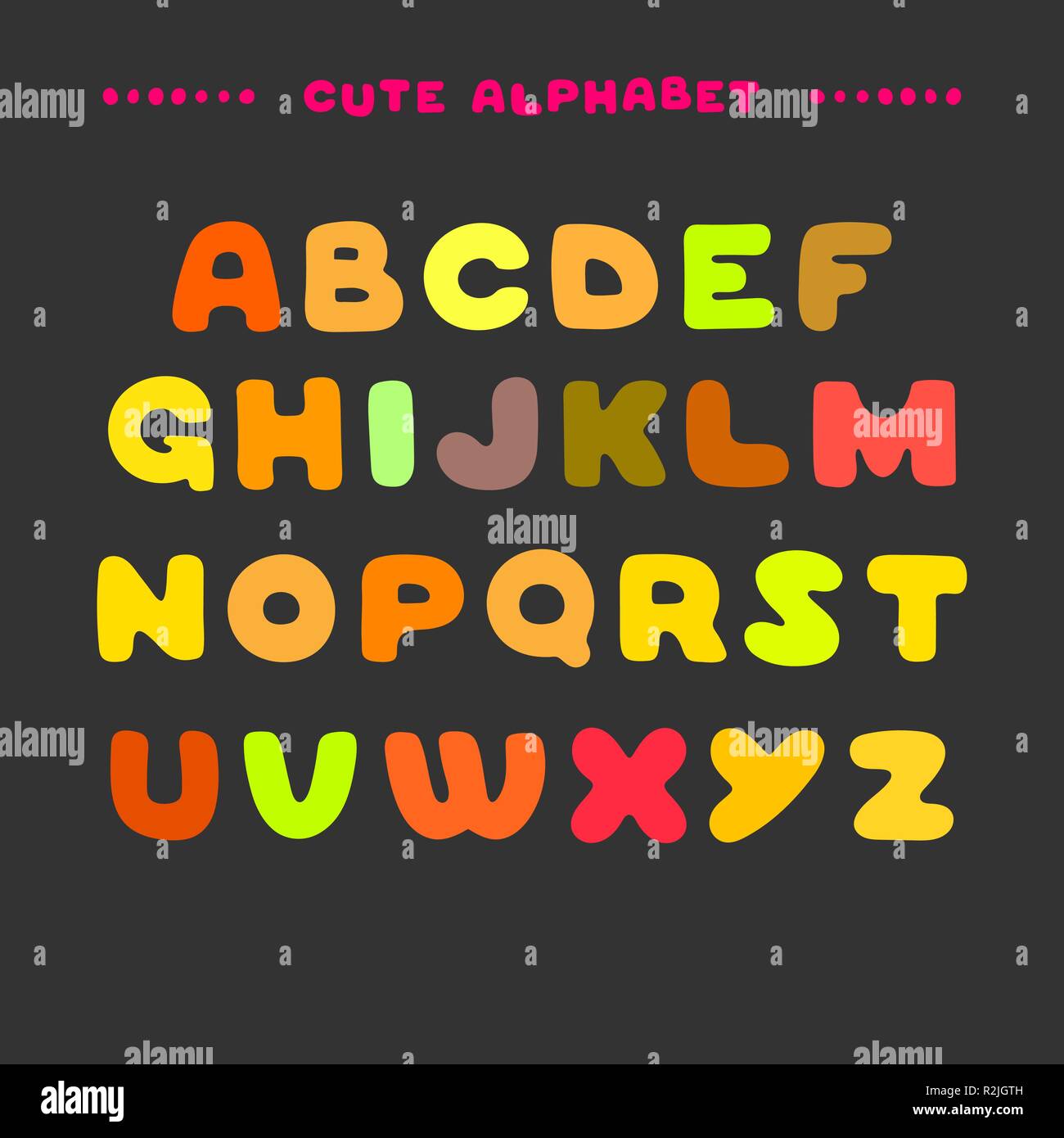 Cute Colorful Hand Drawn Uppercase Alphabet Cartoon Style Abc Letters Stock Vector Image Art Alamy