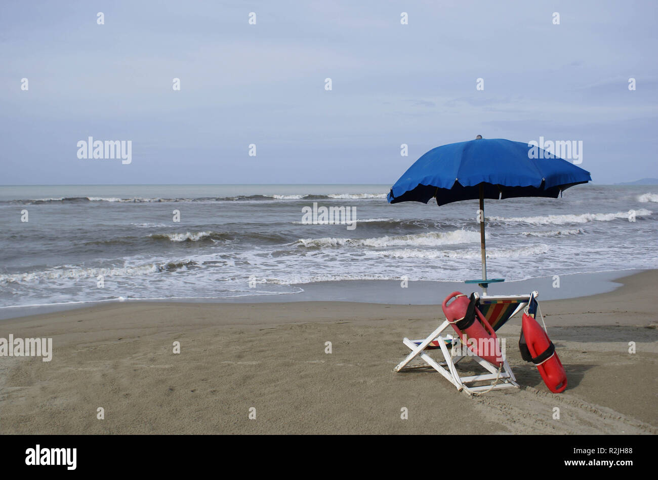 ... on the beach of marina di massa Stock Photo