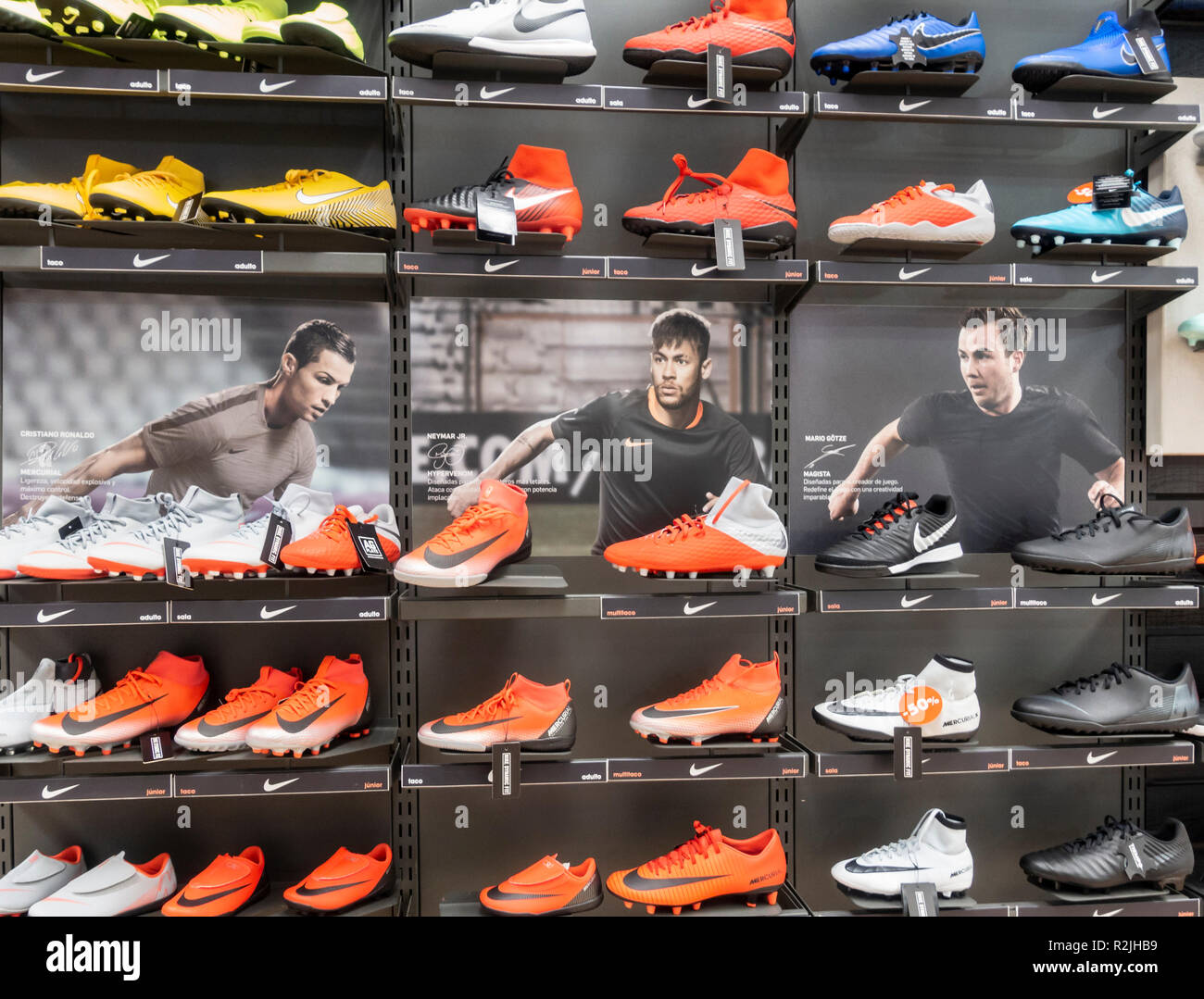 Store display of Nike football boots 