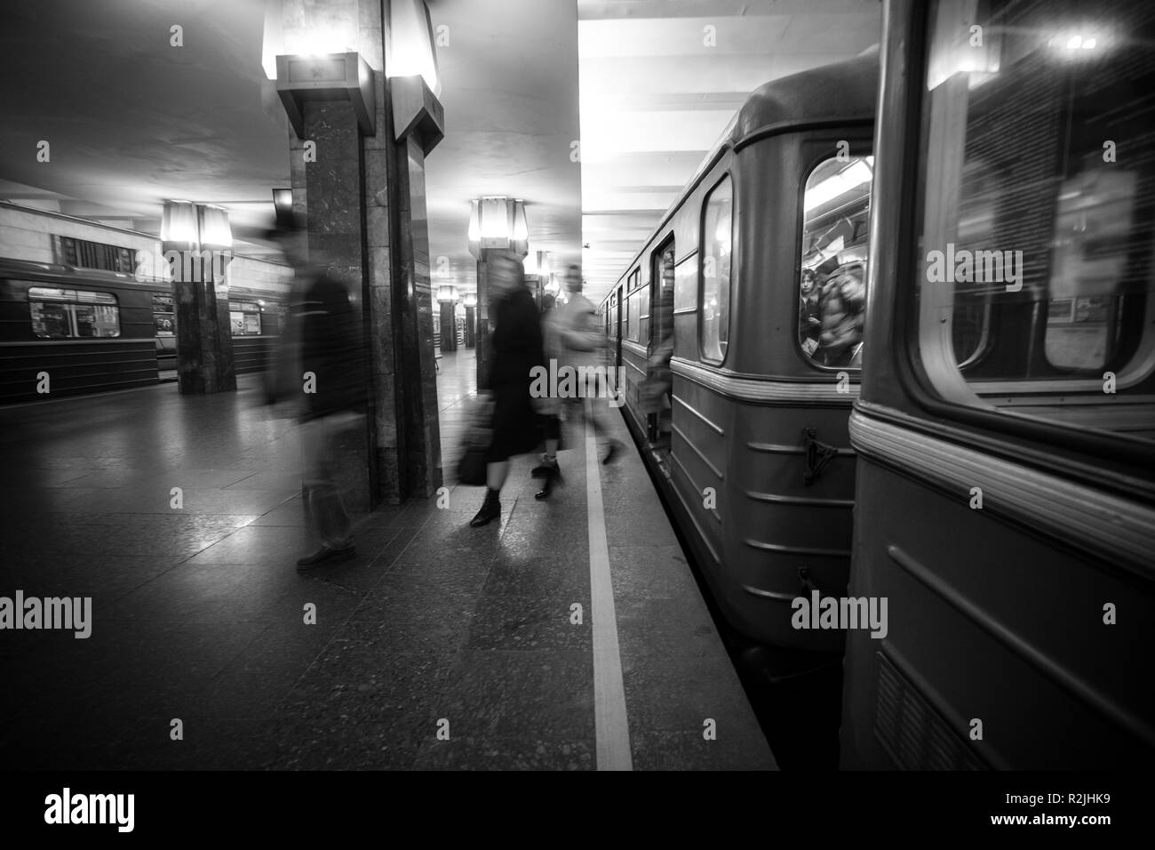 Movement blur train Black and White Stock Photos & Images - Alamy