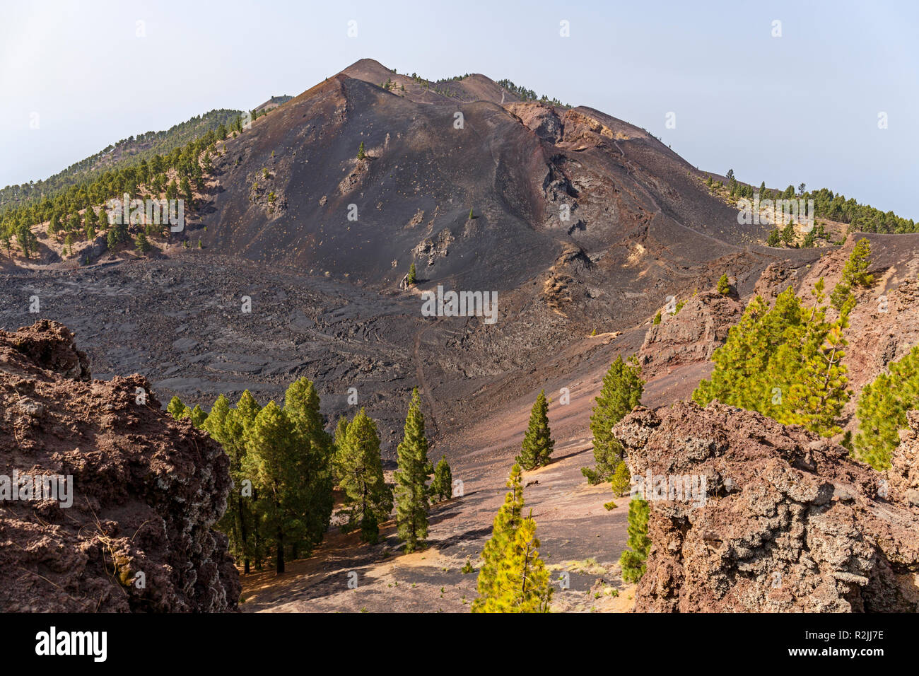 Volcanic landscape along   Ruta de los Volcanes, beautiful hiking path over the volcanoes, La Palma, Canary Islands Stock Photo