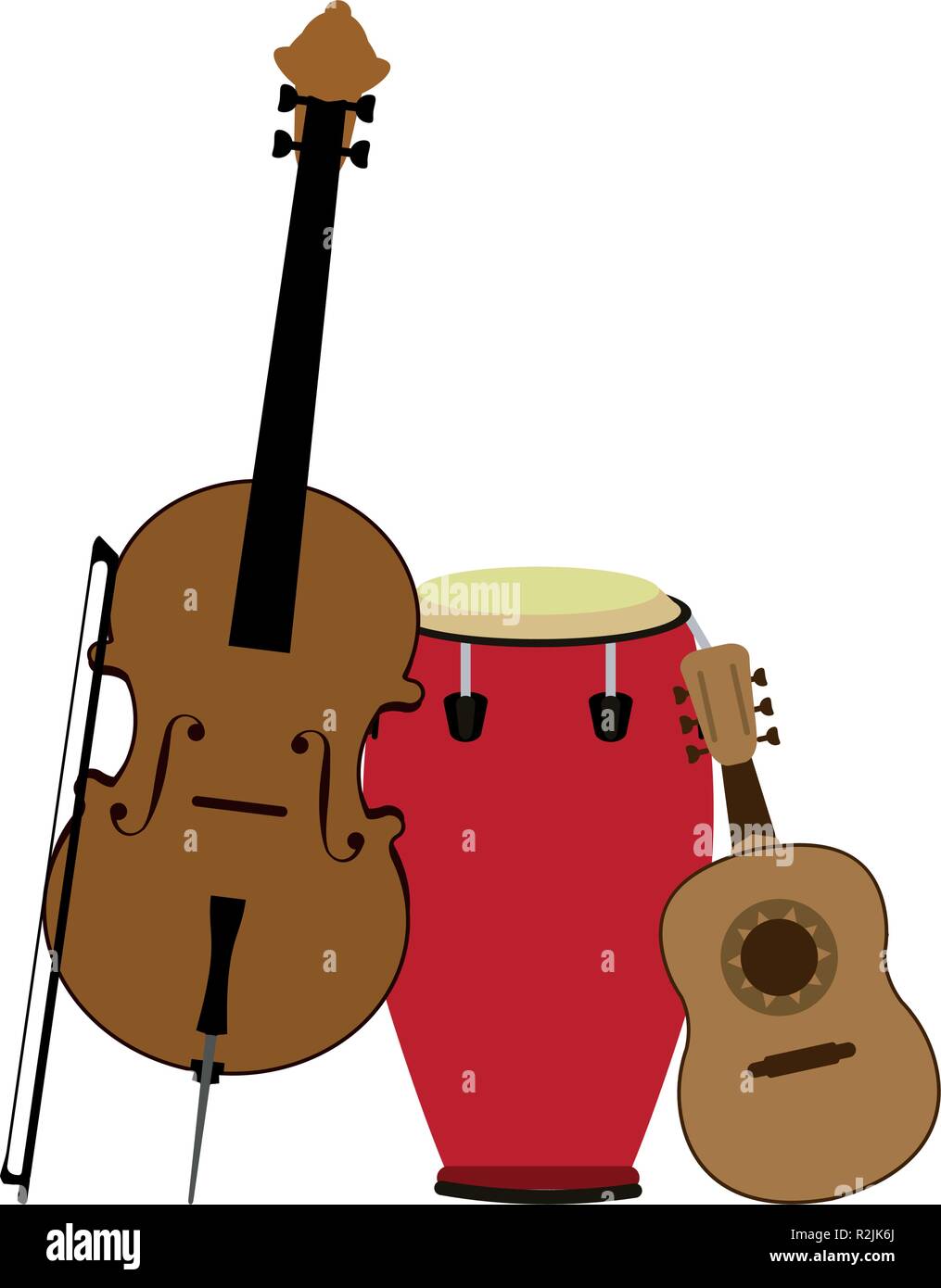 violin african drum and guitar music instruments vector illustration graphic design Stock Vector