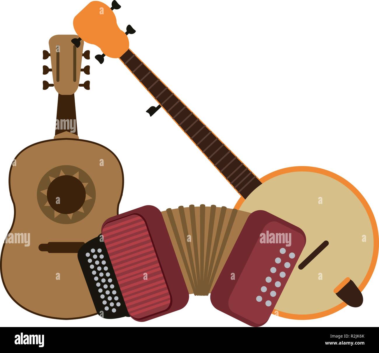 guitars and accordeon music instruments vector illustration graphic